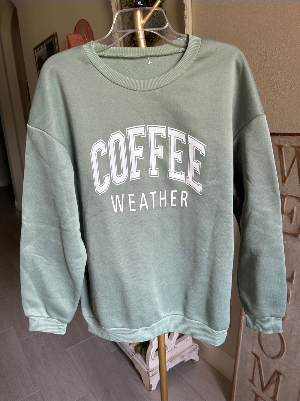 SHEIN Sage Women's Graphic Sweatshirt Coffee Weather Size: 0XL